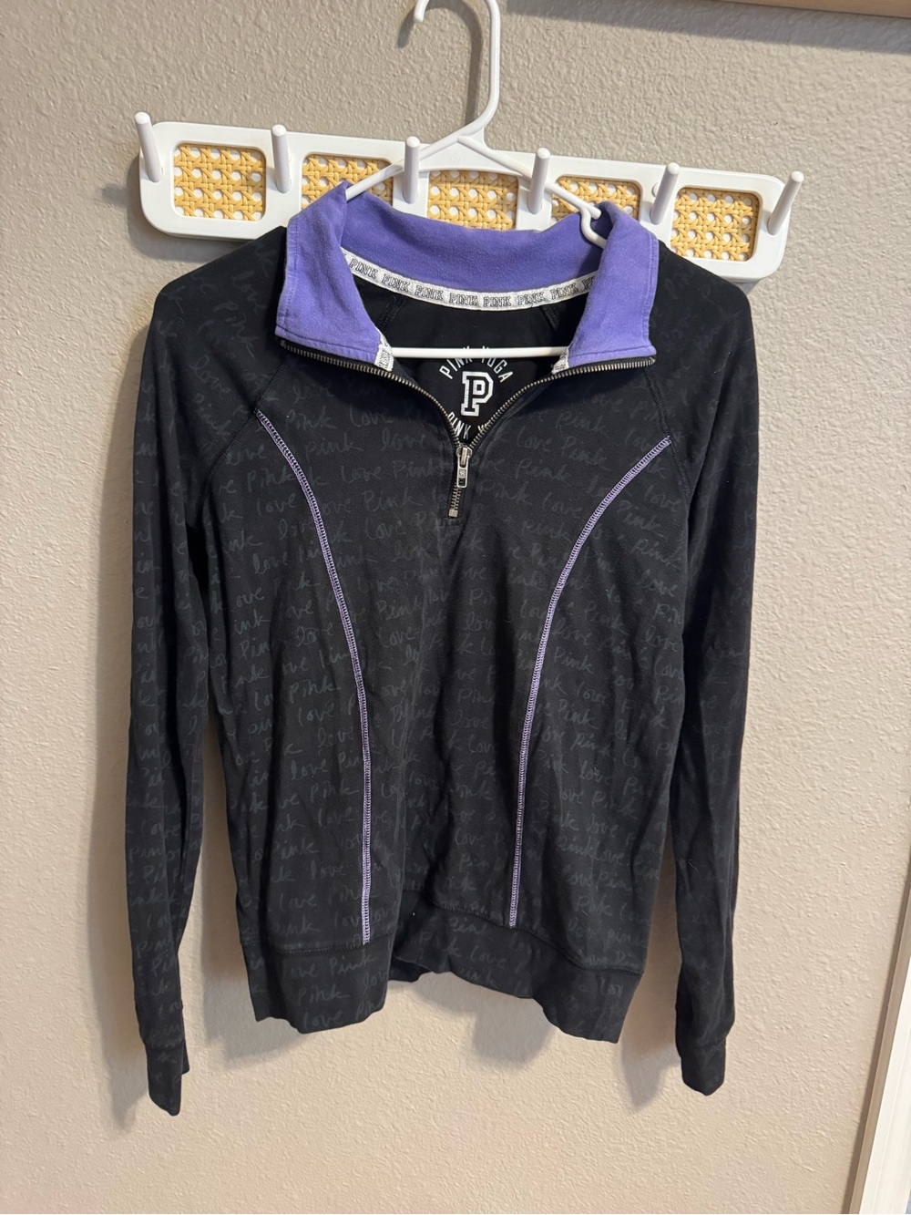 PINK Victoria's Secret Black Jacket with Purple Trim